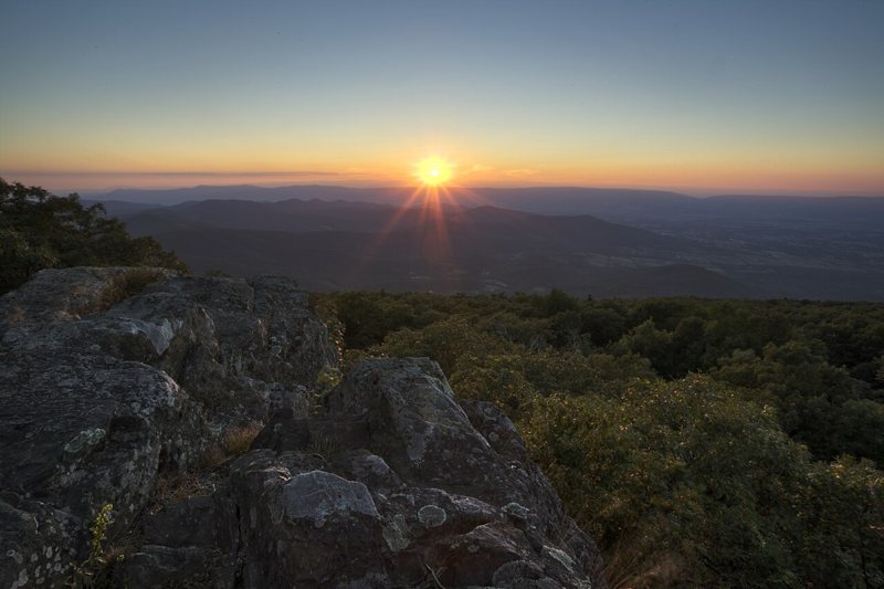 Sunset over the Shenandoah Valley from Blackrock Summit in Shenandoah National Park