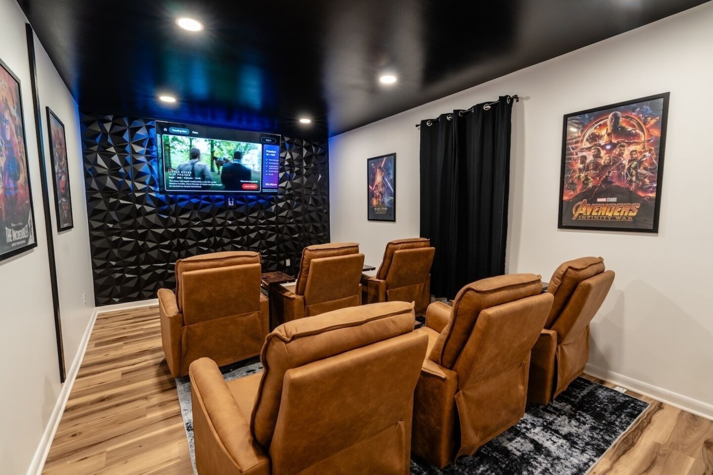 Movie room recliners at Cedar Escape