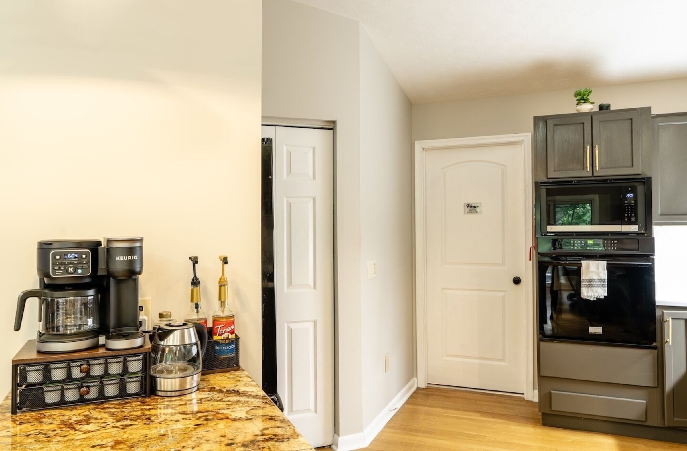 Kitchen coffee station at Cedar Escape