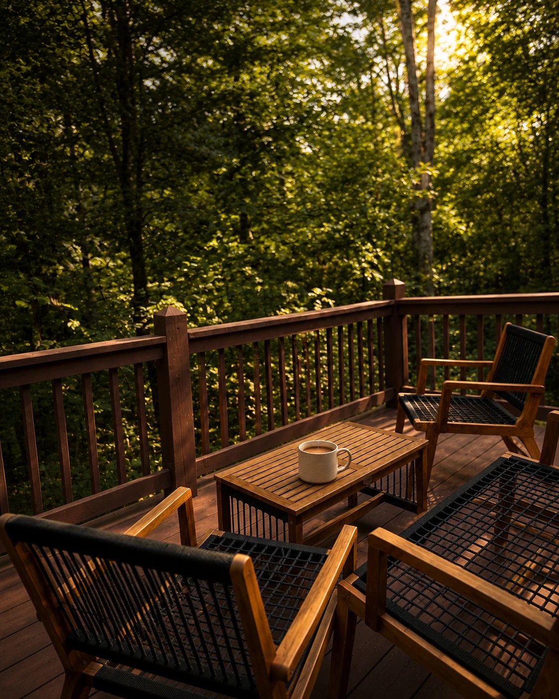Deck seating at Cedar Escape